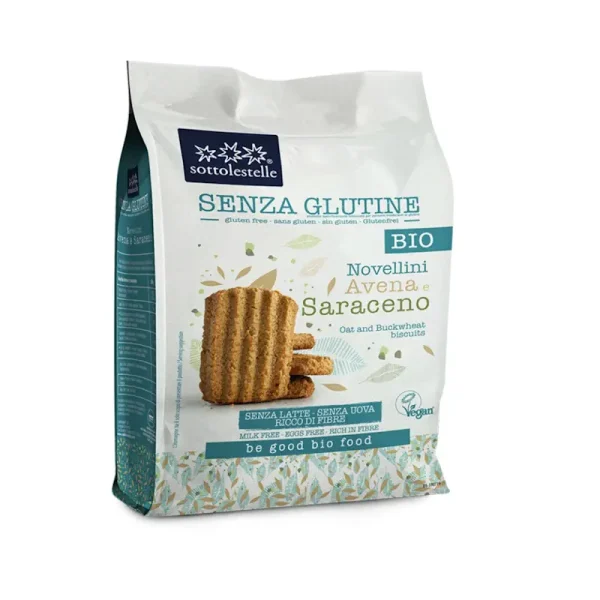 Biscuiți fără gluten cu ovăz și hrișcă Bio, 250 g – Sottolestelle